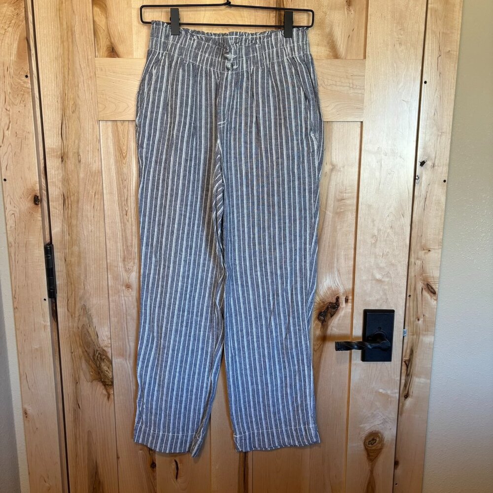 Briggs Striped Linen Pant S Small Blue White Stripes Linen Blend